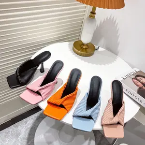 फैशन बड़े आकार महिलाओं वर्ग पैर की अंगुली डिजाइन नई सेक्सी ईवा जूता एकमात्र उच्च एड़ी गैर पर्ची गर्मियों में आउटडोर पार्टी चप्पल एड़ी