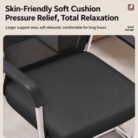 Chaise de bureau ergonomique moderne avec dossier en maille et support lombaire non réglable, structure en acier pour la maison et le bureau