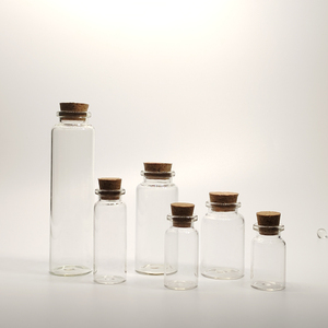 מכירת חיסול - בקבוק זכוכית 60ml 37x90mm עם פקק שעם, צנצנת זכוכית עם פקק שעם, מארז של 5 יחידות - Product Image 3