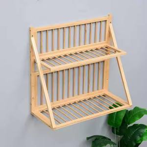 Venta al por mayor muebles de cocina estante para platos montado en la pared estante para platos de madera tradicional estante de almacenamiento de platos de madera - Product Image 3