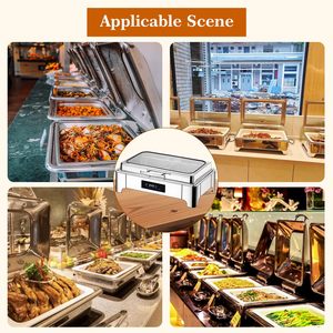 <span class=keywords><strong>Scaldavivande</strong></span> RRR in Acciaio Inox con Riscaldatore <span class=keywords><strong>Elettrico</strong></span>, Capacità 9L, Chafing Dish per Catering e Servizio - Product Image 6
