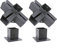 Support de pergola d'angle en acier inoxydable à angle droit à 3 voies avec vis pour poutres en bois de 4x4 pouces
