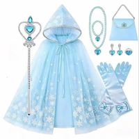 Cape en tulle Princesse Flocon de Neige, Ensemble de déguisement d'anniversaire pour petite fille, masque et baguette magique lumineuse