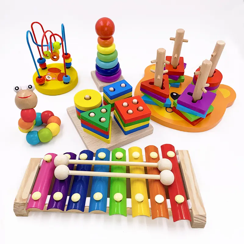 Hot sale kids intelligence educational wooden building blocks toys