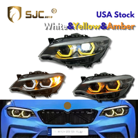 SJC Auto Ersatzteil V3 Silberne Scheinwerfer für BMW 2er F22 14-21 LED-Scheinwerfer-Set Modifizierter Spoon-Style Gelb Weiß Bernstein