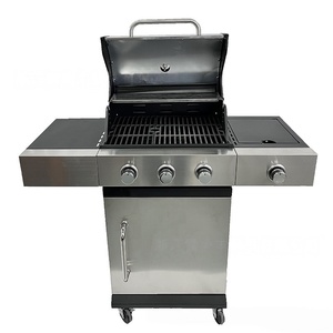 Grill a <span class=keywords><strong>Gas</strong></span> Propano da Esterno in Acciaio Inossidabile con Affumicatore, Decorazione per la Casa, Griglia da Giardino con Tavolino Laterale - Product Image 5