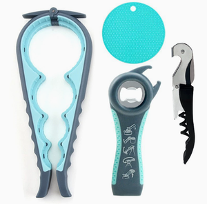 Juego de 4 abridores de frascos y botellas, abridor de latas multifunción 5 en 1 con mango ergonómico antideslizante, juego de herramientas de cocina - Product Image 2