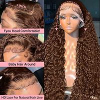 Pelucas de Cabello Humano con Frente de Encaje HD, Onduladas, Pre-Desplumadas, Sin Pegamento, para Mujeres Negras