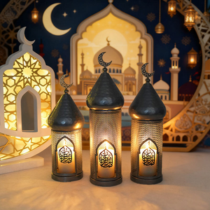 Décoration de bureau Ramadan Sliver, bougeoir creux à vent, cadeaux de <span class=keywords><strong>famille</strong></span>, lanterne Ramadan, bougeoirs décoratifs - Product Image 3
