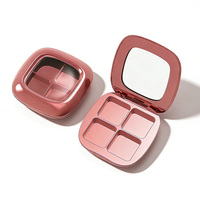 Nouvelle palette de fards à paupières magnétique de luxe rose carrée 4 couleurs, électroplaquée sous vide, avec couvercle transparent pour le branding de maquillage