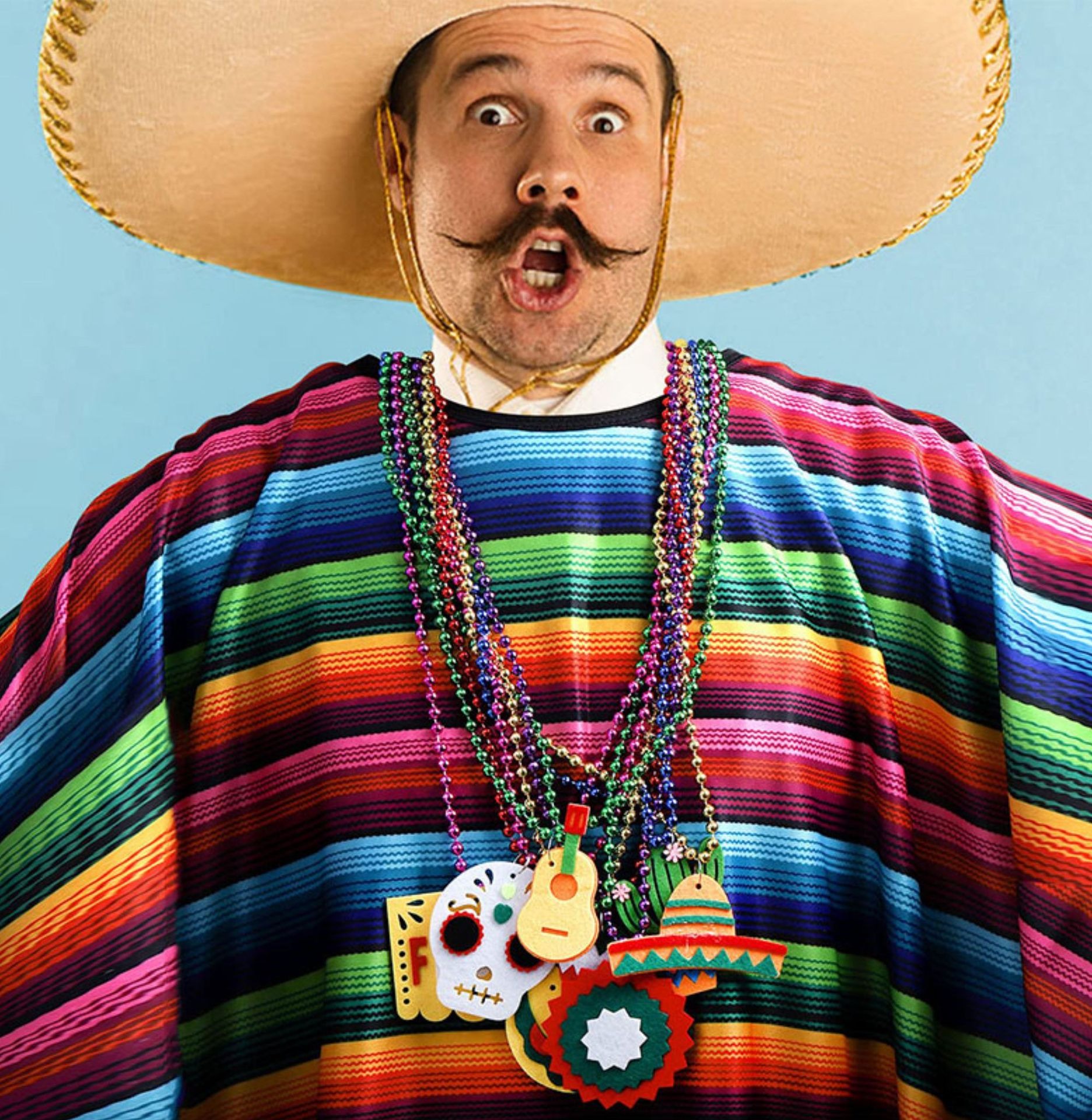 Mexican Party Dress Adult Outfit Rainbow Striped Poncho Hat Cosplay Halloween Costume Featuring Serape Cape Mexican Decorations Mexican Party Dress Adult Outfit Rainbow Striped Poncho Hat Cosplay Halloween Costume Featuring Serape Cape Mexican Decorations