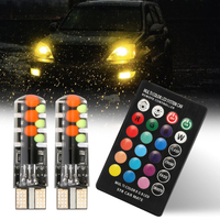 Nouvelles ampoules LED COB RGB T10 W5W (lot de 2) avec télécommande, clignotantes et colorées, pour éclairage intérieur de voiture, ajustement universel