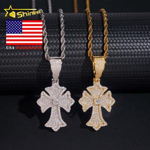 Stock Local Envío Rápido Pasa el Probador de Diamantes Colgante de Cruz de Moissanita Estilo Hip Hop Iced Out en Plata 925 - Product Image 1