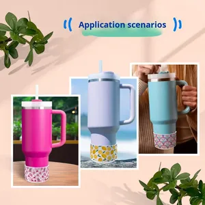 Accessoires de bar jetables en silicone manchon de tasse 7.5cm à motifs <span class=keywords><strong>pour</strong></span> fond de tasse anti-collision protecteur certifié Lfgb - Product Image 4