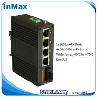 InMax Fabricant 10/100m 1 port fibre optique 4 ports PoE 5 ports réseau fibre commutateur PoE