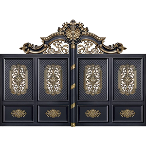 Ngoài trời đôi cửa an ninh cổng tự động Swing kim loại nhôm nghệ thuật cho sân BIỆT THỰ VƯỜN phía trước lối vào - Product Image 1