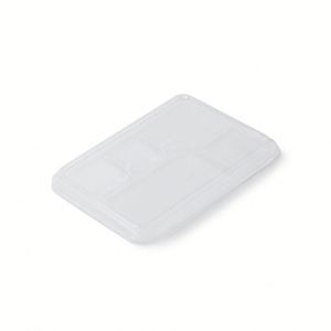 Conteneur alimentaire rond à 4/5/6 compartiments, grand format, à charnière, compatible congélateur, biodégradable, en canne à sucre recyclée, blanc, pour emporter - Product Image 3