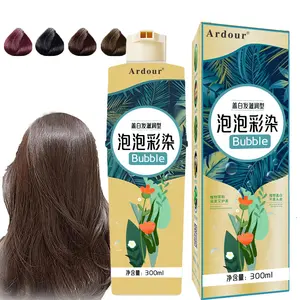 Private Label Wholesale Free Ammonia Cover Gray Hair Organic Herbal Bubble Home Use Permanent Black Hair Dye Color Shampoo