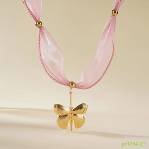 Collier pendentif papillon tendance, chaîne tissée en maille de tournesol perlée pour femmes, bijoux et accessoires élégants, cadeaux - Product Image 1
