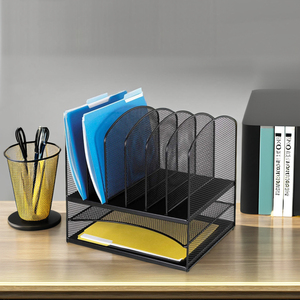 Nhà Máy Giá Kim Loại Màu Đen Dây Lưới Văn Phòng Máy Tính Để Bàn Tập Tin/Giấy/Thư Tổ Chức Giá Tài Liệu Chủ - Product Image 2