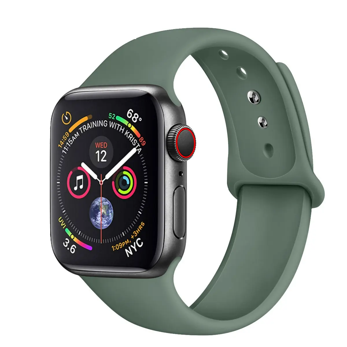 IWatch 시리즈 9/87/6/5/4/3/2/SE 40mm 44mm 용 Apple Watch 소프트 실리콘 스트랩 교체 용 스포츠 밴드