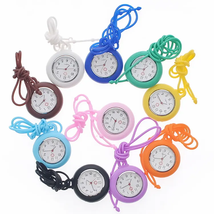 Factory Prices Women's Girls' Fashion Floral Nurse Clip-on Fob Brooch Silicone Jelly Hanging Pocket Watch Druable Nurse Table