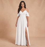 Robes de mariée en mousseline à épaules dénudées, robe blanche longue en mousseline pour femme, robe de soirée sur mesure longueur ras du sol, robe de mariée