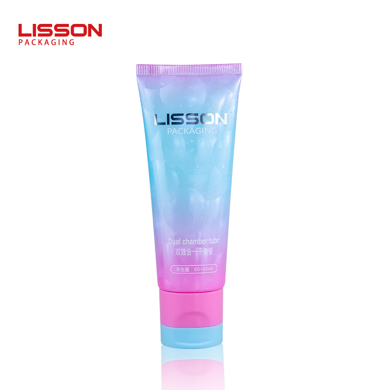 60ml 60ml eco amigable vacía 2 en 1 doble cámara de embalaje de Tubo con doble color flip top tapa