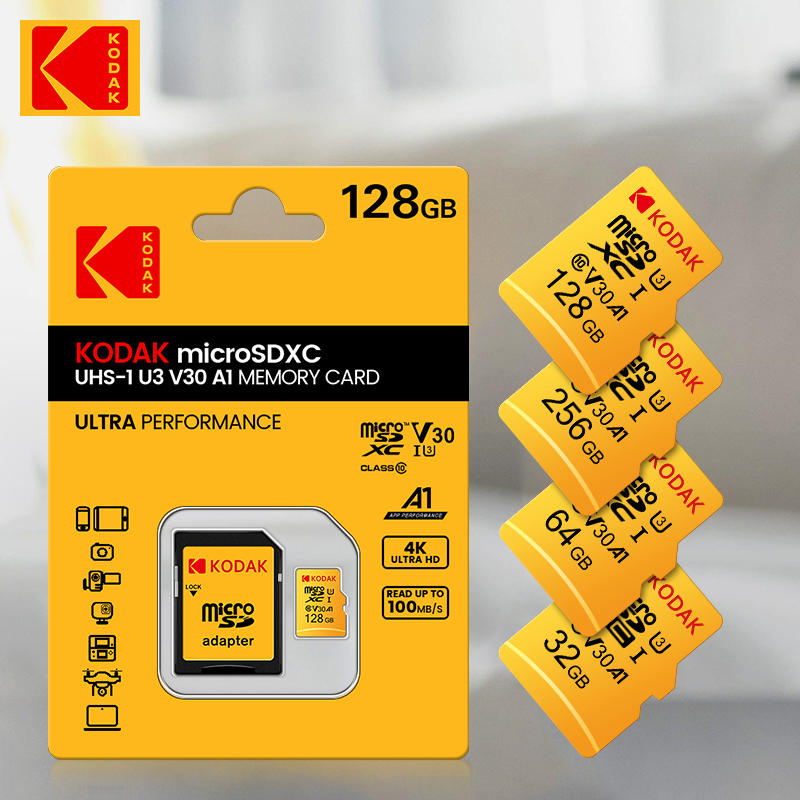 Scheda Sd 256gb Scheda SD Kodak 256GB UHS-I U3 V30 - Velocità Lettura 95MB/s, Scrittura 85MB/s, Per Video 4K E Foto HD Scheda Memoria U3 V30 - 4