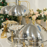 Plat Chafing Élégant Chauffant pour Buffet de Mariage, Hôtel, Restaurant, Traiteur – Doré et Noir