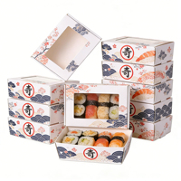 Boîte d'emballage pour sushis en papier kraft recyclable avec laminage mat et logo personnalisé brillant, boîte à emporter écologique de qualité alimentaire
