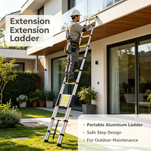 Échelle télescopique EN131, capacité de charge de 150 kg, en alliage d'aluminium, échelle extensible portable antidérapante pour la maison, le bureau et <span class=keywords><strong>les</strong></span> bâtiments - Product Image 1