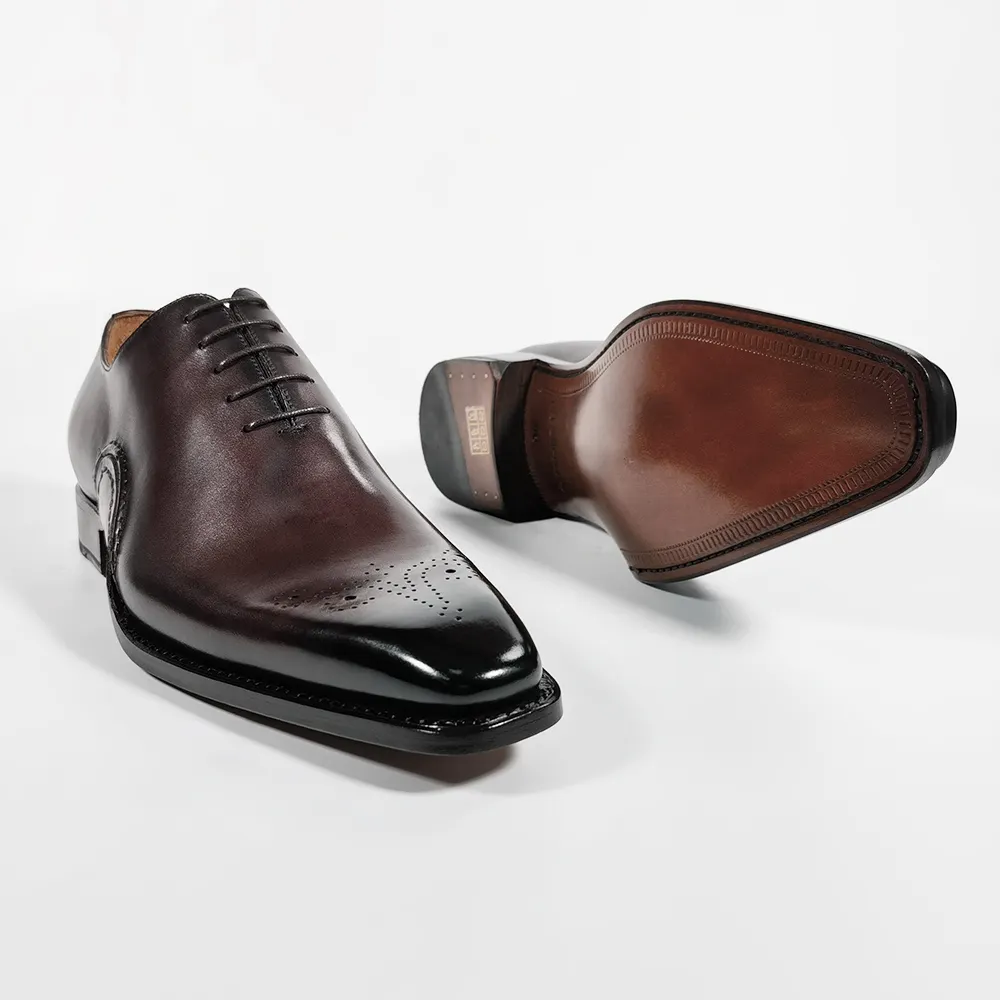 Sepatu formal kulit sapi asli trendi sepatu Italia Goodyear mewah sepatu gaun buatan tangan pria & Oxford