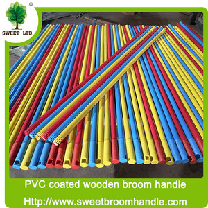 Venta al por mayor 120cm 150cm Natural Pvc recubierto mango de escoba de madera con hilo griego italiano para escoba - Product Image 2