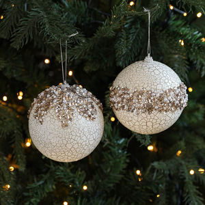 Adornos Navideños con Textura, Bolas de Navidad de 10 cm con Brillantina, Lentejuelas y Pedrería, Decoraciones Navideñas de Espuma para Árboles de Navidad - Product Image 4