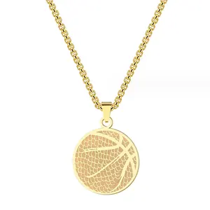 Moda nuevo baloncesto colgante collar personalizado impermeable 18K chapado en oro de acero inoxidable deporte baloncesto Collar para hombres niños