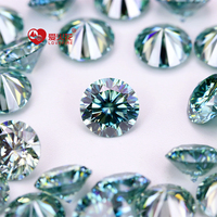 Moissanite synthétique de laboratoire en vrac de 5 mm à 8 mm, pierres rondes à taille brillante, VVS, bleu vert