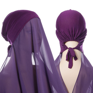 Bufanda musulmana de moda de nuevo estilo multicolor Hijab de gasa de tamaño libre estirable con gorras de Hijab transpirables - Product Image 2