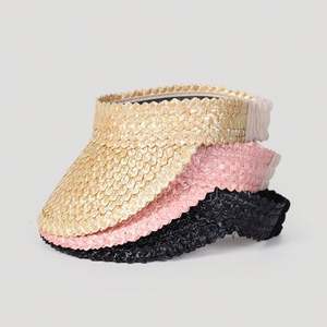 Sombrero de Paja con Visera para Mujer, Diseño de Pata de Gallo, para Verano 2024, Ideal para Vacaciones en la Playa - Product Image 1