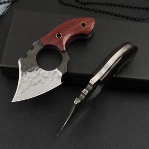 Ascia Piccola HK SS218 Damascus Personalizzabile OEM, Coltello da Giardino Multifunzione in Acciaio Inox con Manico in Legno, Punta a Clip 8mm - Product Image 3