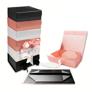 Small Batch Plus Printing Logo Spot Black Folding Flip Tea Packaging Box Rigid Empty Clothes Underwear Gift Box