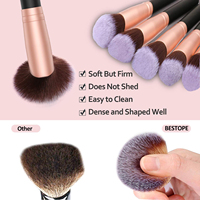DailyQueen Premium Lot de 14 pinceaux de maquillage synthétiques rose doré comprenant un fond de teint en poudre pour ombres à paupières mascaras échantillon gratuit
