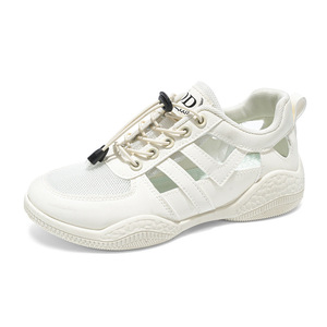 Zapatillas Deportivas Transpirables de Malla para Mujer, con Punta Redonda, Banda Elástica, Blancas, Casuales, para Caminar - Product Image 3