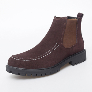 Botas Chelsea de Moda en <span class=keywords><strong>Azul</strong></span> <span class=keywords><strong>Marino</strong></span>, Cuero de Gamuza con Costuras Blancas en Contraste, Suela Resistente, Calzado para Caminar en la Nieve de Invierno para <span class=keywords><strong>Hombre</strong></span> - Product Image 3