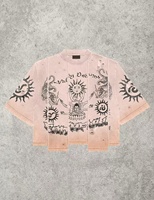 T-shirt court en coton 100% personnalisé, imprimé DTG, style vintage, patchwork, délavé, pour un usage quotidien décontracté