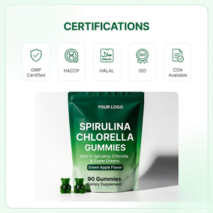 Gummies de spiruline et chlorelle saveur pomme verte, complément alimentaire, produit de santé naturel, approvisionnement en gros OEM direct usine - Product Image 5