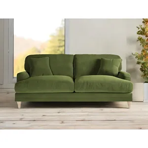 Living Green Contemporary Sofá de 3 plazas Tela de malvavisco Estilo francés Juego de muebles para el hogar Muebles de sala de estar rellenos de esponja - Product Image 5
