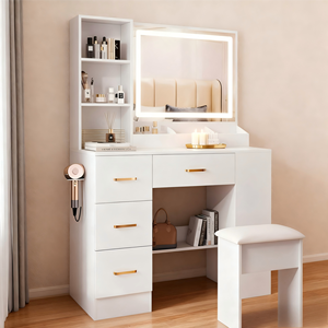 Mesa de <span class=keywords><strong>Maquillaje</strong></span> Moderna y Ecológica <span class=keywords><strong>con</strong></span> Espejo, Tocador <span class=keywords><strong>para</strong></span> <span class=keywords><strong>Maquillaje</strong></span>, Mueble <span class=keywords><strong>para</strong></span> Dormitorio de Hotel, Sala de Estar, <span class=keywords><strong>con</strong></span> Luces de Espejo - Product Image 1