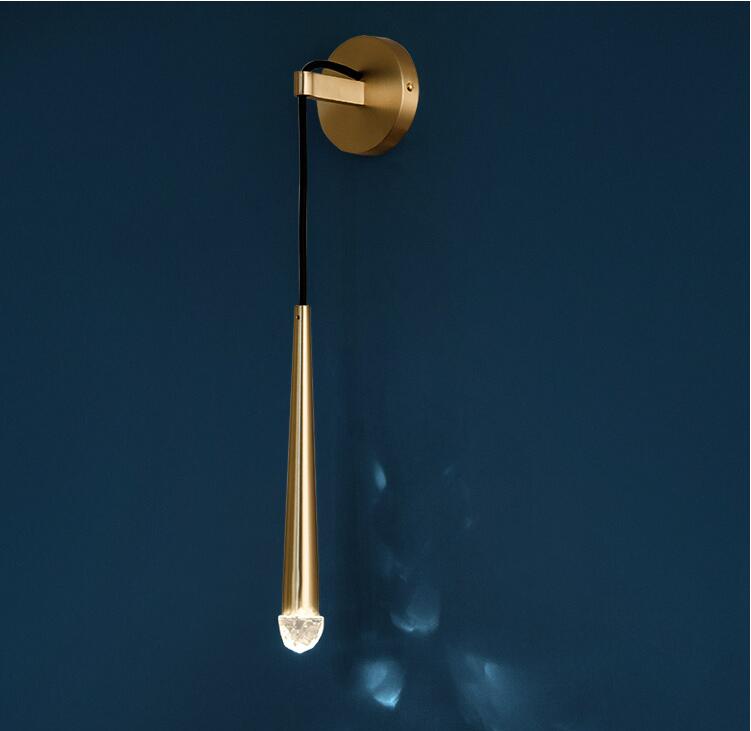 Nordic european modern bedroom living room led wall bracket metal gold copper tube wall lamp hotel indoor simple wall sconce