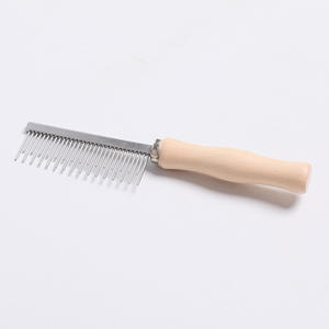 工場卸売カスタムロゴペットグルーミングフリーコームゴム犬 & 猫ピンヘアコームウッドベース付きスタイル付き表示 - Product Image 1